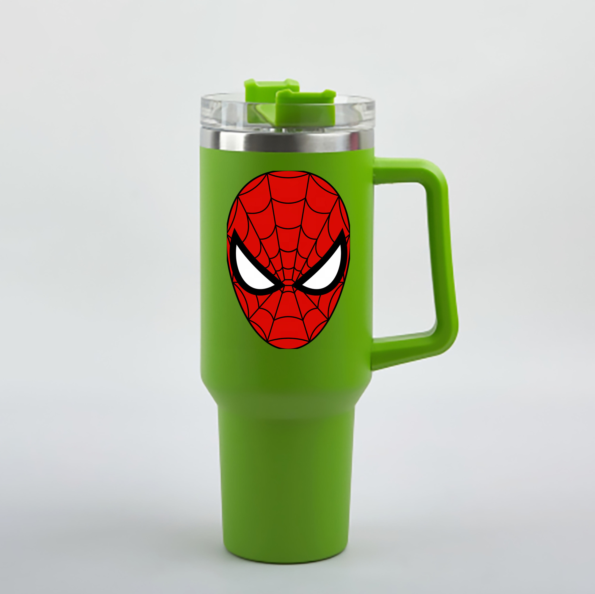 （画像用） Spider Man スパイダーマン 1200mL車用タンブラー - クリスタルステッカー（プラスチックストロー付き）